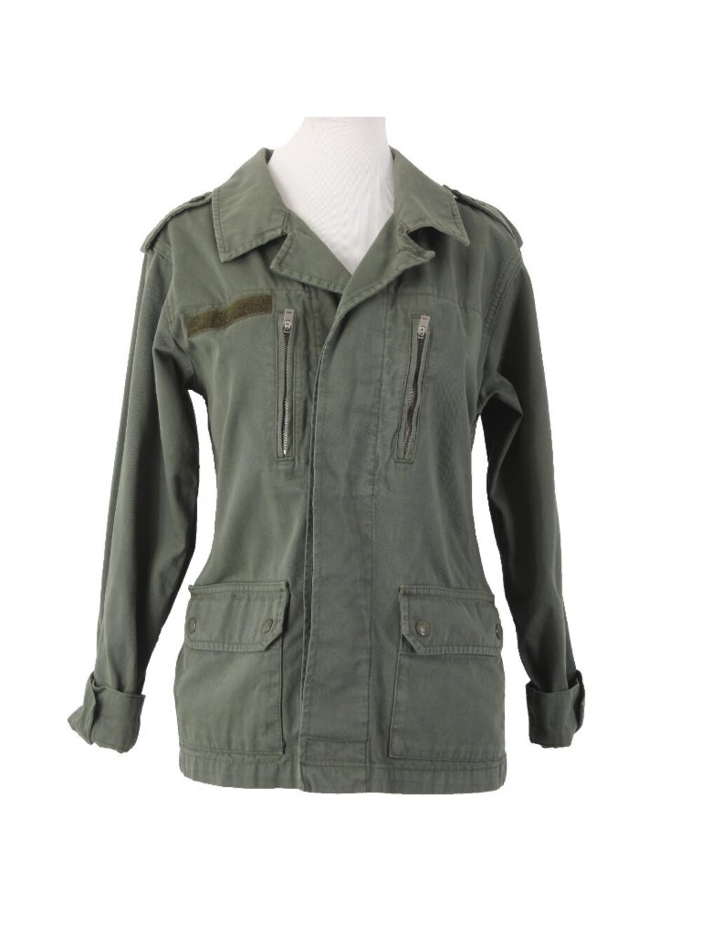 Top Ship Jacket Sz 4 Green Pockets Collared Denim 100% Cotton AS IS Jacket - Picture 1 of 13